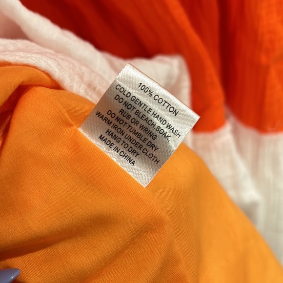 Orange and White Tiered Dress - Picture 9 of 9